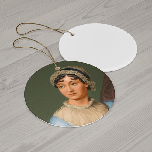 Jane Austen Portrait Ceramic Ornament — Classic Literature Holiday Decoration